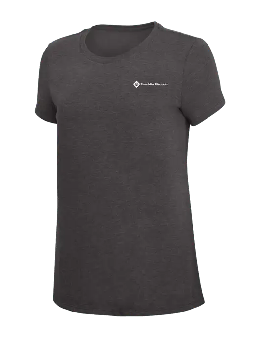Womens Simply Soft Heather Charcoal 4.5oz  Poly/Combed Ring Spun Cotton T-Shirt w/Franklin Electric Logo
