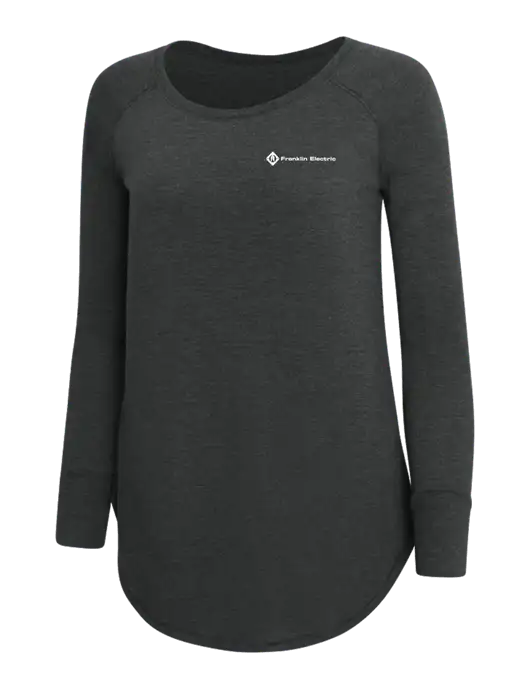 Womens Perfect Wide Collar Tunic Tri-Blend Black Frost 4.5 oz T-Shirt w/Franklin Electric Logo