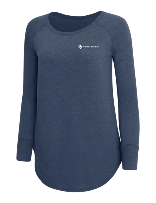 Womens Perfect Wide Collar Tunic Tri-Blend Navy Frost 4.5 oz T-Shirt w/Franklin Electric Logo