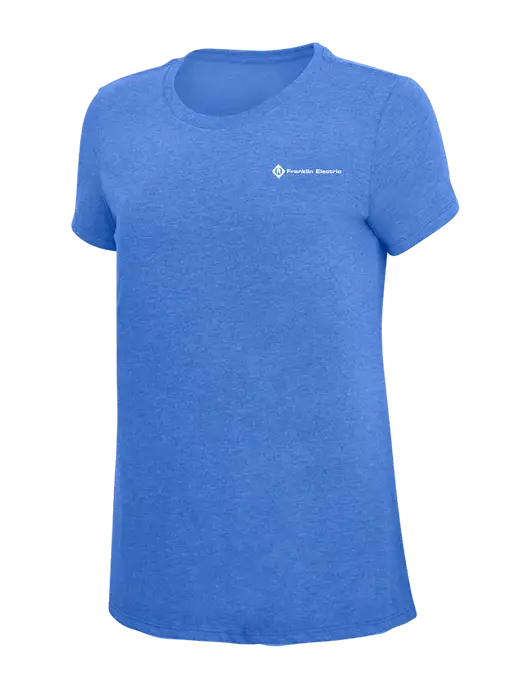 Womens Simply Soft Royal Frost 4.5oz  Poly/Combed Ring Spun Cotton T-Shirt w/Franklin Electric Logo