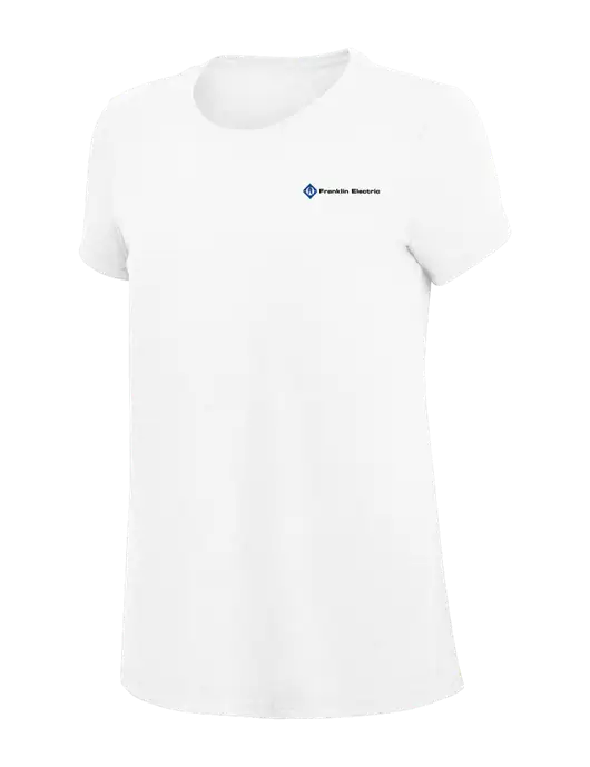 Womens Simply Soft White 4.5oz Poly/Combed Ring Spun Cotton T-Shirt
 w/Franklin Electric Logo