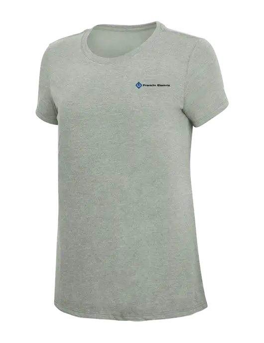 Womens Simply Soft Heathered Light Grey 4.5oz Poly/Combed Ring Spun Cotton T-Shirt w/Franklin Electric Logo