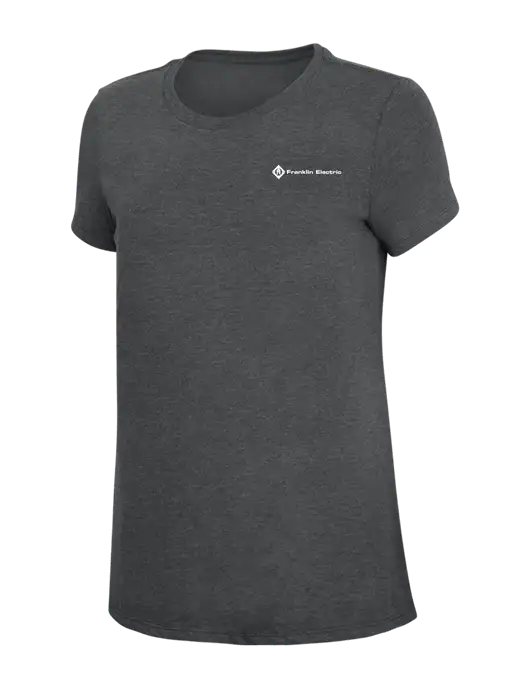 Womens Simply Soft Charcoal 4.5oz Poly/Combed Ring Spun Cotton T-Shirt w/Franklin Electric Logo