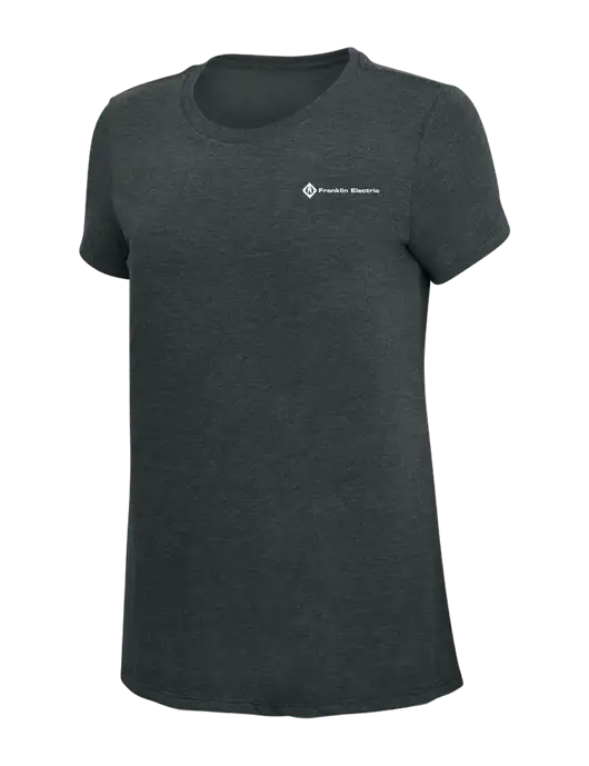 Womens Simply Soft Black Frost 4.5oz Poly/Combed Ring Spun Cotton T-Shirt w/Franklin Electric Logo