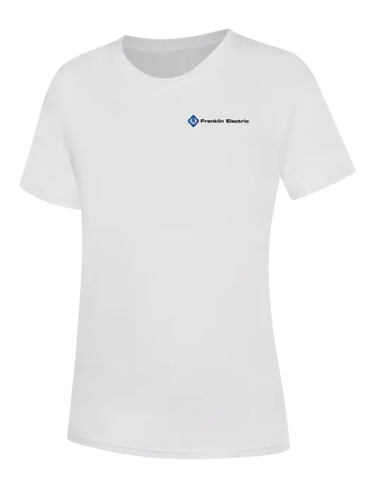Womens White Core Blend Tee w/Franklin Electric Logo