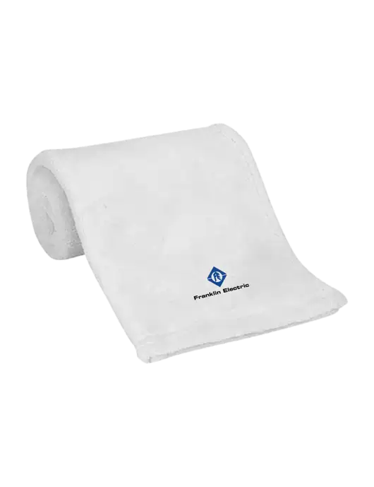 White Alpine Fleece Mink Touch Luxury Baby Blanket  w/Franklin Electric Logo