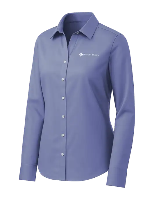 Brooks Brothers Womens Royal Blue Wrinkle-Free Stretch Pinpoint Shirt w/Franklin Electric Logo