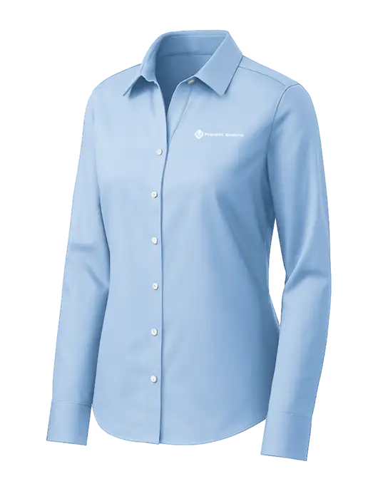 Brooks Brothers Womens Light Blue Wrinkle-Free Stretch Pinpoint Shirt w/Franklin Electric Logo