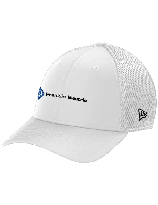 New Era 39THIRTY Performance Stretch White Mesh Cap w/Franklin Electric Logo