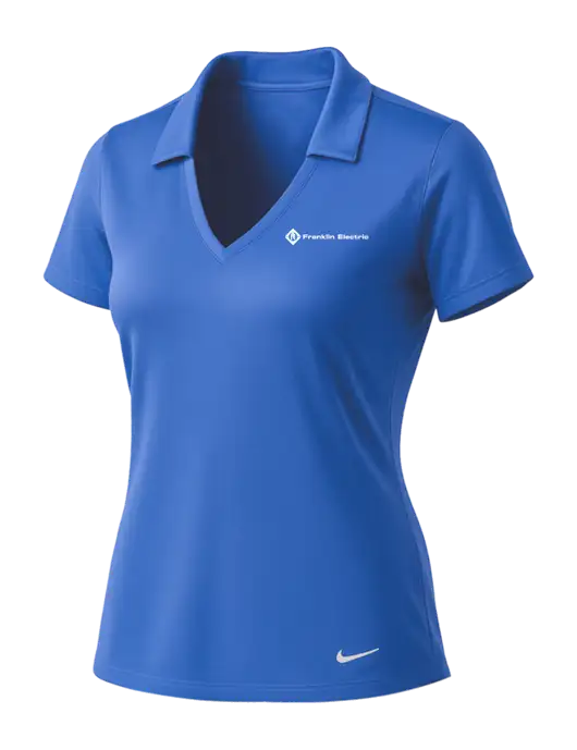 NIKE Light Royal Womens Dri-Fit Vertical Mesh Polo w/Franklin Electric Logo
