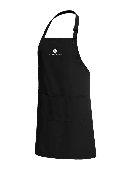 Easy Care Extra Long Bib Black Apron with Stain Release w/Franklin Electric Logo