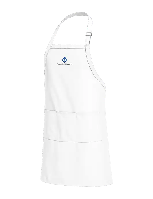 Easy Care Extra Long Bib White Apron with Stain Release w/Franklin Electric Logo