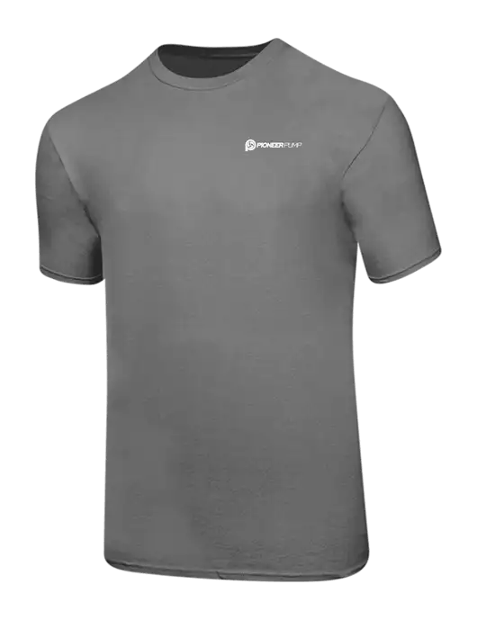 Ring Spun Medium Grey 4.5 oz T-Shirt w/Pioneer Pump Logo