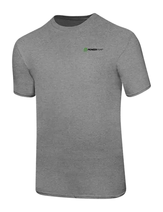 Ring Spun Light Heather Grey 4.5 oz T-Shirt w/Pioneer Pump Logo