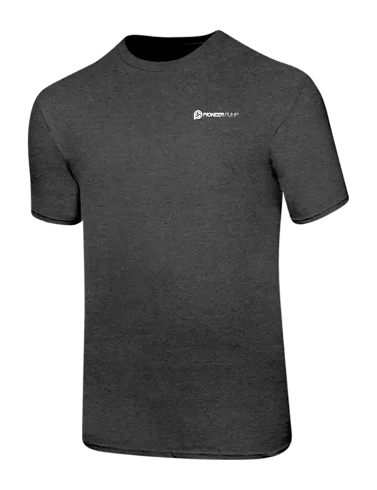 Ring Spun Dark Heather Grey 4.5 oz T-Shirt w/Pioneer Pump Logo