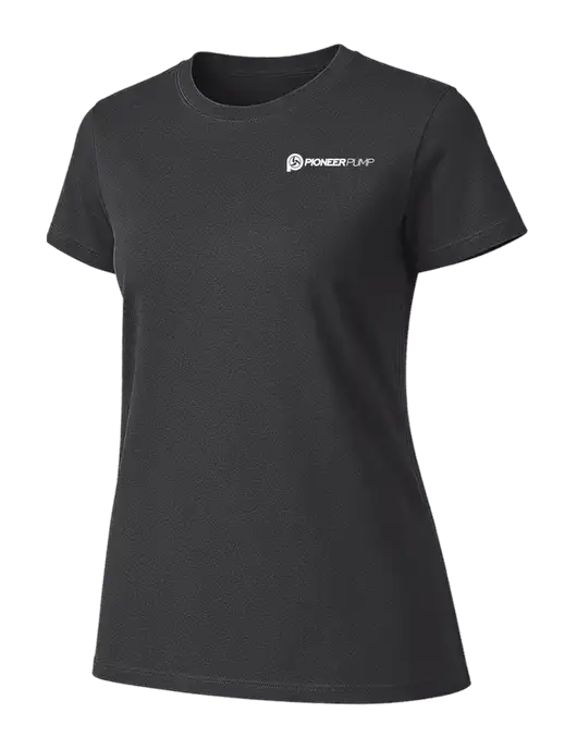 Womens Ring Spun Charcoal 4.5 oz T-Shirt w/Pioneer Pump Logo