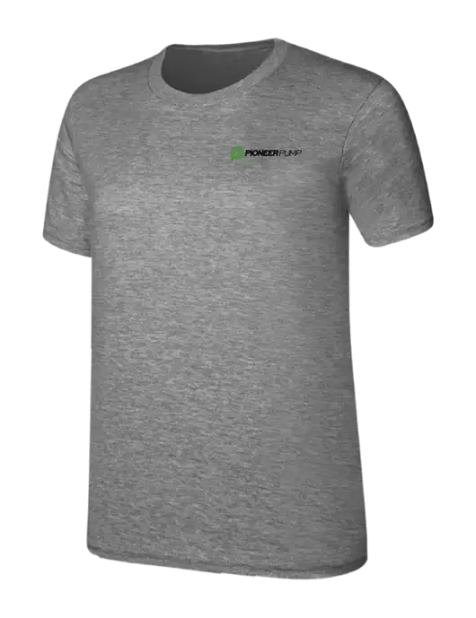 Womens Ring Spun Light Grey Heather 4.5 oz T-Shirt w/Pioneer Pump Logo