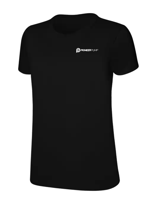 Womens Ring Spun Jet Black 4.5 oz T-Shirt w/Pioneer Pump Logo