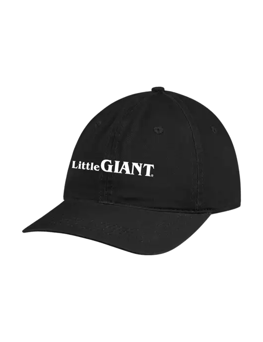 Garment Washed Unstructured Twill Black Cap w/Little Giant Logo