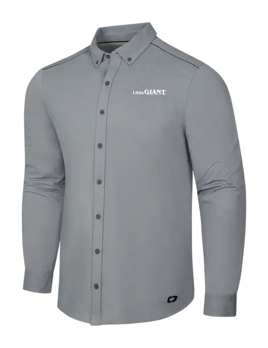 OGIO Medium Grey Heather Modern Code Stretch Button-Up Shirt w/Little Giant Logo