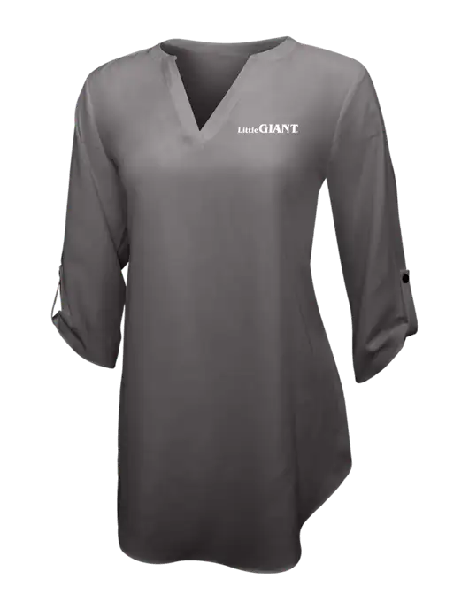 Dark Grey Womens 3/4 Sleeve Tunic Blouse w/Little Giant Logo