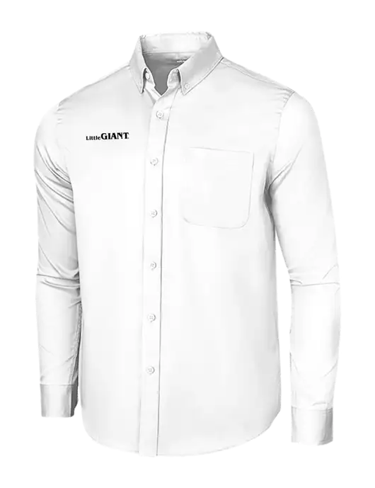 Long Sleeve White Superpro React Twill Shirt w/Little Giant Logo
