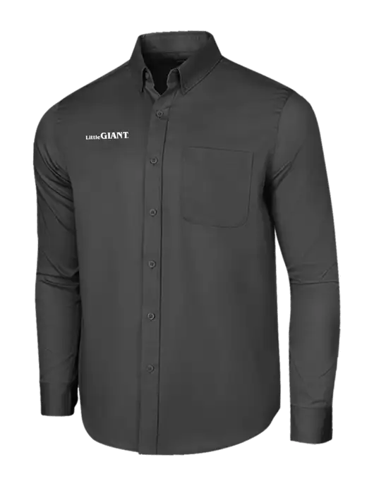 Long Sleeve Dark Grey Superpro React Twill Shirt w/Little Giant Logo