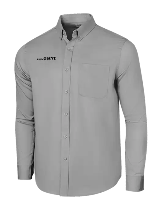 Long Sleeve Light Grey Superpro React Twill Shirt w/Little Giant Logo