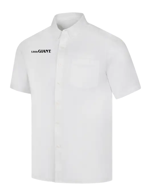 Short Sleeve White Superpro React Twill Shirt w/Little Giant Logo