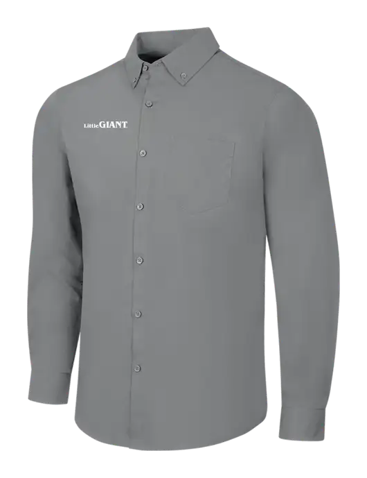 Medium Grey Long Sleeve Carefree Poplin Shirt w/Little Giant Logo