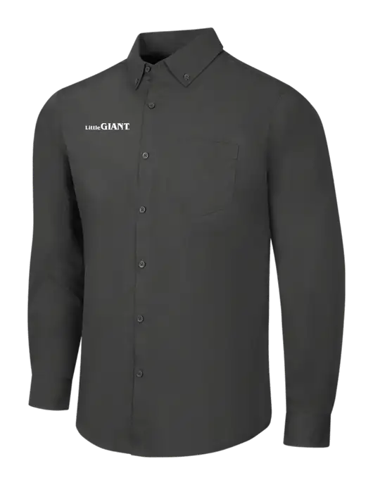 Dark Grey Long Sleeve Carefree Poplin Shirt w/Little Giant Logo