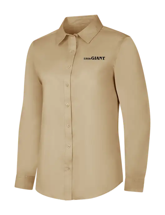Dark Tan Womens Long Sleeve Superpro React Twill Shirt w/Little Giant Logo
