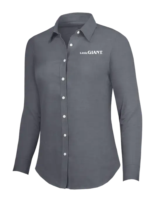 Dark Grey Womens SuperPro Oxford Shirt w/Little Giant Logo