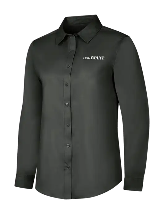 Dark Grey Womens Long Sleeve Superpro React Twill Shirt w/Little Giant Logo