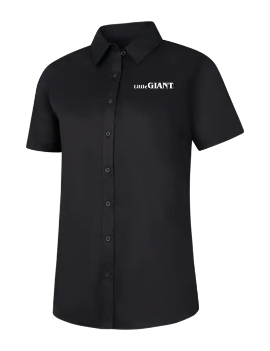 Womens Black Short Sleeve Superpro React Twill Shirt w/Little Giant Logo