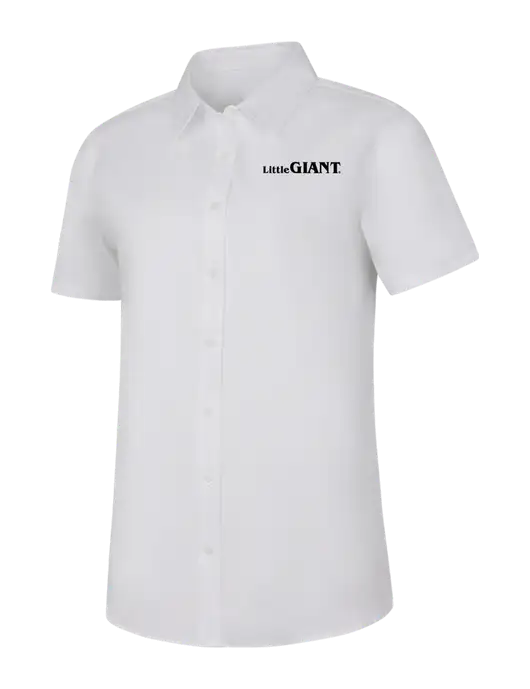 Womens White Short Sleeve Superpro React Twill Shirt w/Little Giant Logo