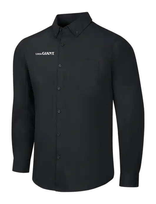 Black Long Sleeve Carefree Poplin Shirt w/Little Giant Logo