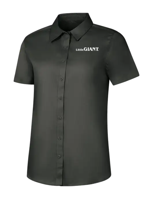Womens Dark Grey Short Sleeve Superpro React Twill Shirt w/Little Giant Logo