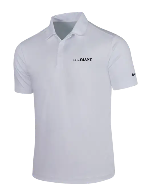 NIKE White Dri-Fit Vertical Mesh Polo w/Little Giant Logo