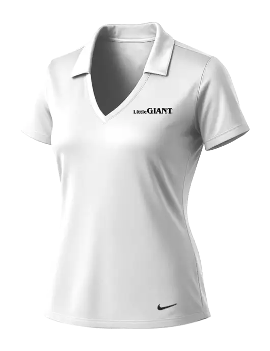 NIKE White Womens Dri-Fit Vertical Mesh Polo w/Little Giant Logo