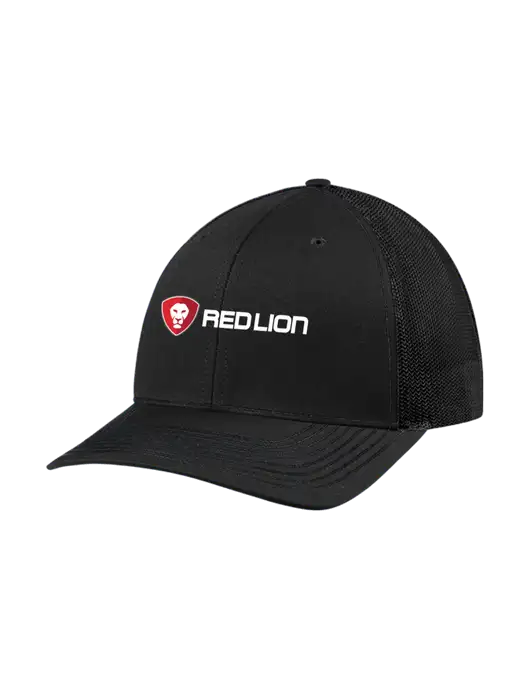Richardson Adjustable Snapback Original 112 Trucker Cap Black w/Black Mesh w/Red Lion Logo