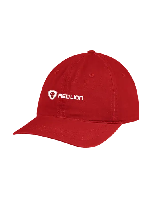 Garment Washed Unstructured Twill Red Cap w/Red Lion Logo
