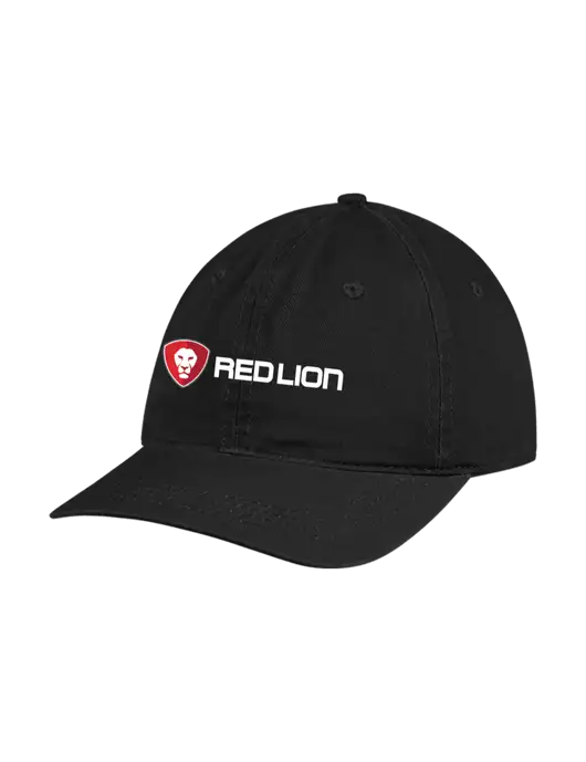Garment Washed Unstructured Twill Black Cap w/Red Lion Logo