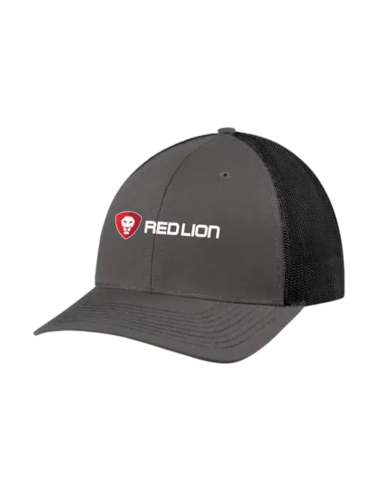Richardson Adjustable Snapback Original 112 Trucker Cap Dark Grey w/Black Mesh w/Red Lion Logo