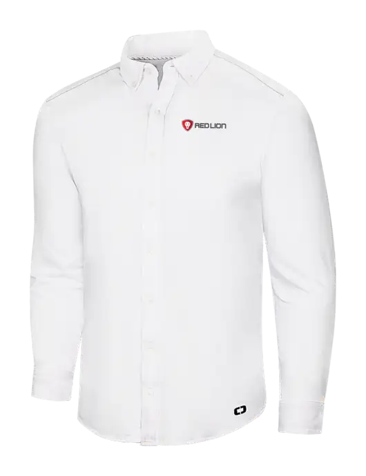 OGIO Bright White Modern Code Stretch Button-Up Shirt w/Red Lion Logo