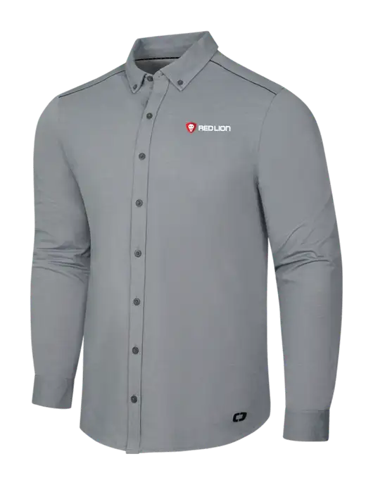 OGIO Medium Grey Heather Modern Code Stretch Button-Up Shirt w/Red Lion Logo