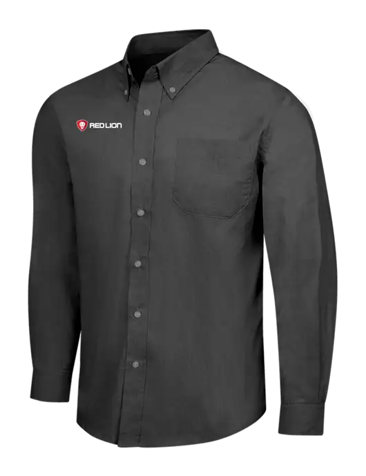 Soft Black Crosshatch Easy Care Shirt w/Red Lion Logo