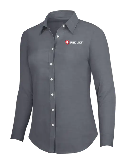 Dark Grey Womens SuperPro Oxford Shirt w/Red Lion Logo