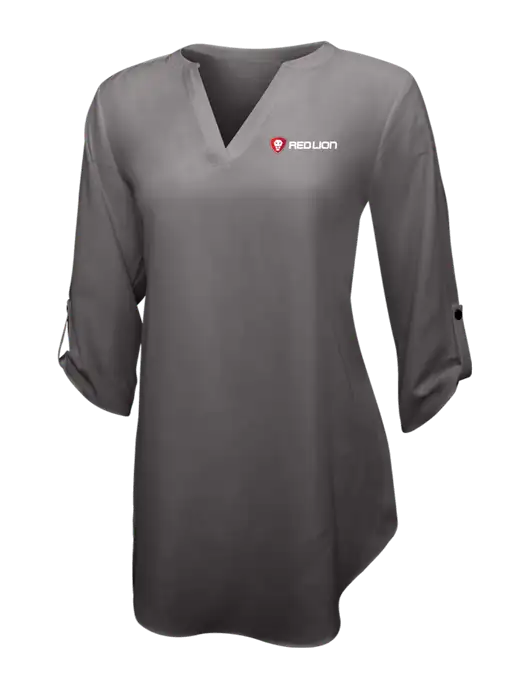 Dark Grey Womens 3/4 Sleeve Tunic Blouse w/Red Lion Logo