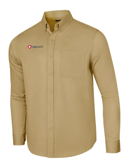 Long Sleeve Dark Tan Superpro React Twill Shirt w/Red Lion Logo